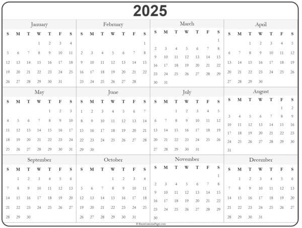 2025 Calendar Printable Legal Size
