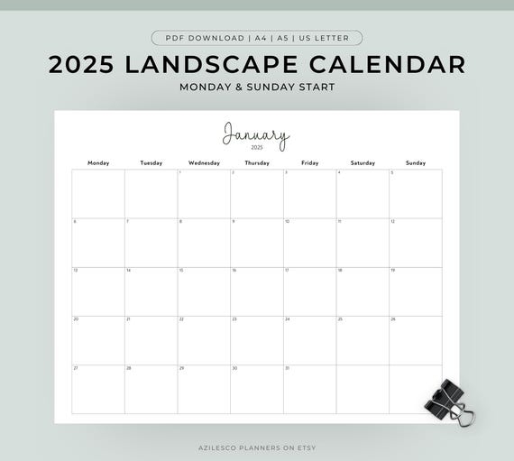 2025 Calendar Printable Landscape Minimalist Monthly Calendar 2025 Calendar Printable Landscape Minimalist Monthly Calendar