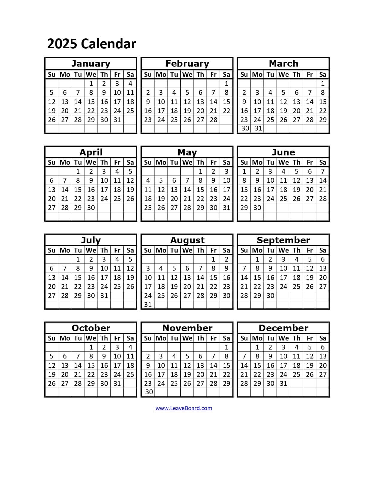 2025 Calendar Printable PDF Excel With Holidays Free Download 2025 Calendar Printable PDF Excel With Holidays Free Download