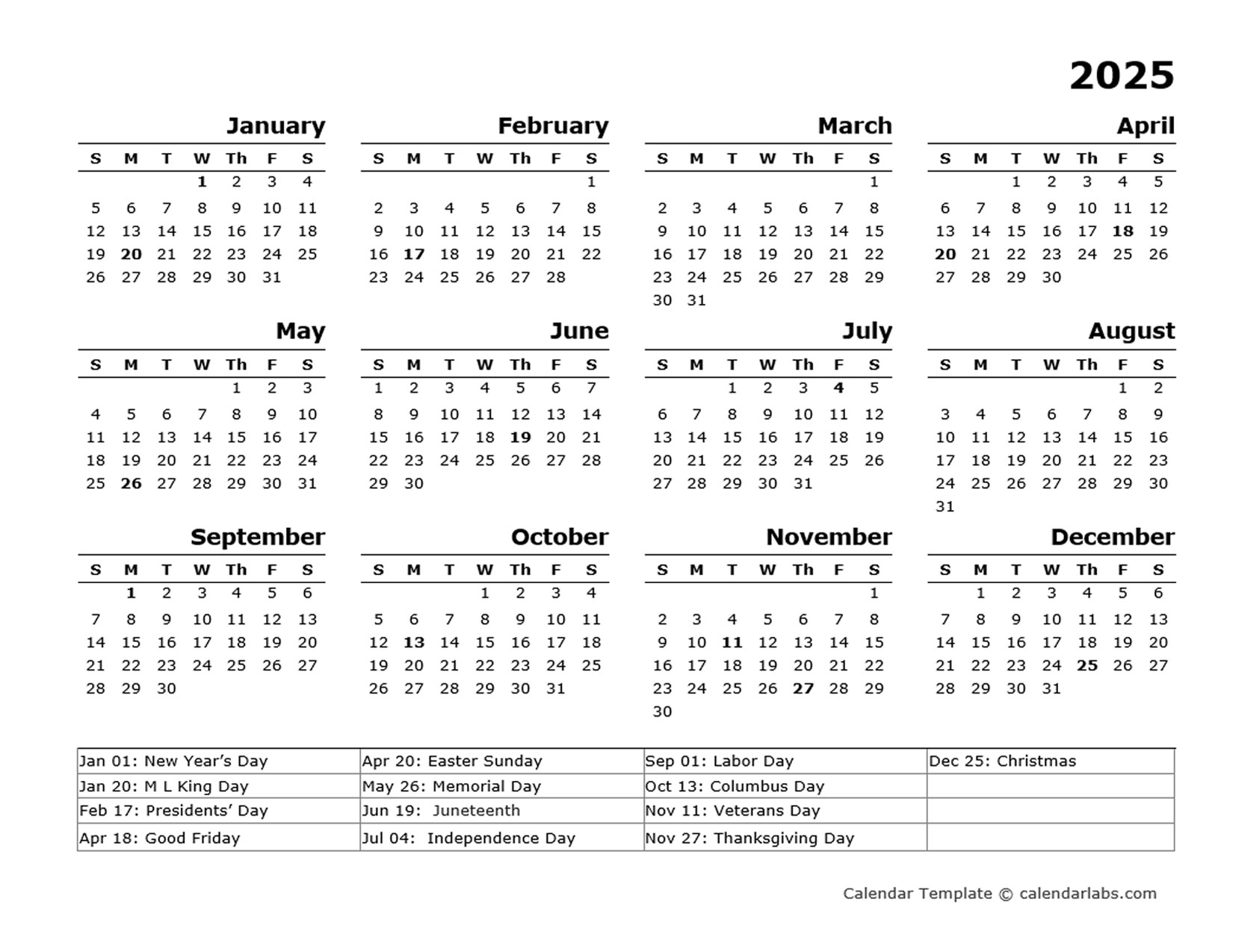 2025 Calendar Template With Holidays Usa Map Julia Sosanna