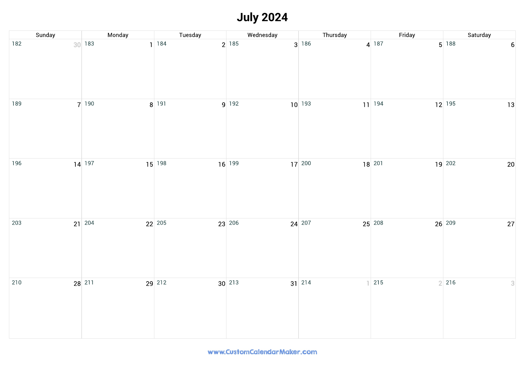 2025 Calendar With Days Numbered Tiva Sun