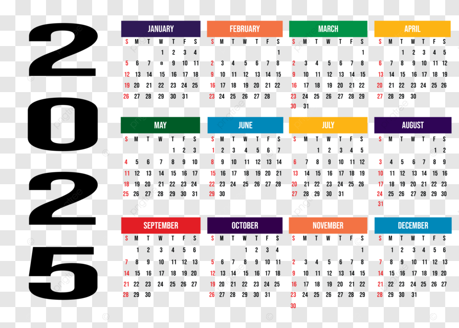 2025 Editable Calendar Vector 2025 2025 Calendar 2025 Calendar Template PNG And Vector With Transparent Background For Free Download