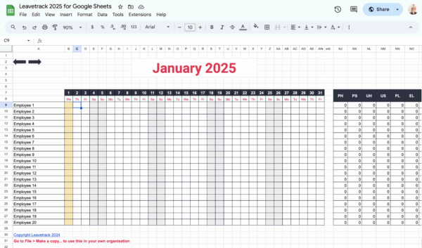 2025 Leave Calendar Excel
