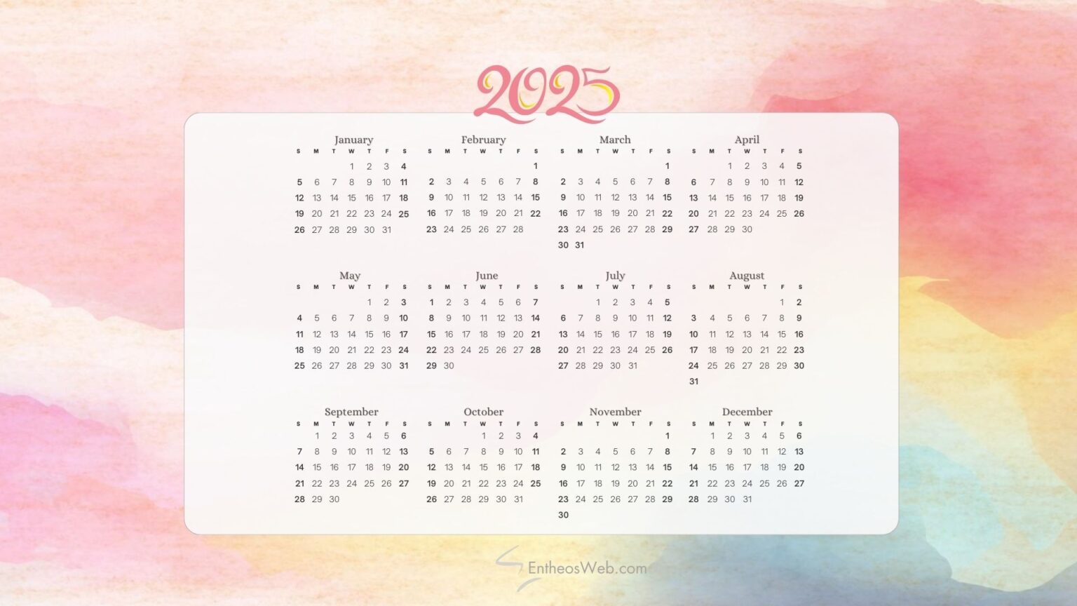 2025 Calendar Desktop Wallpaper - Printable Free Templates