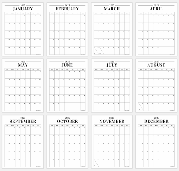2025 Calendar Printable Vertical