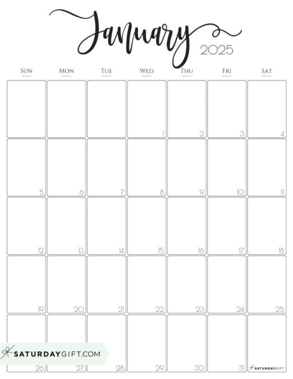 2025 Printable Calendar By Month Vertical