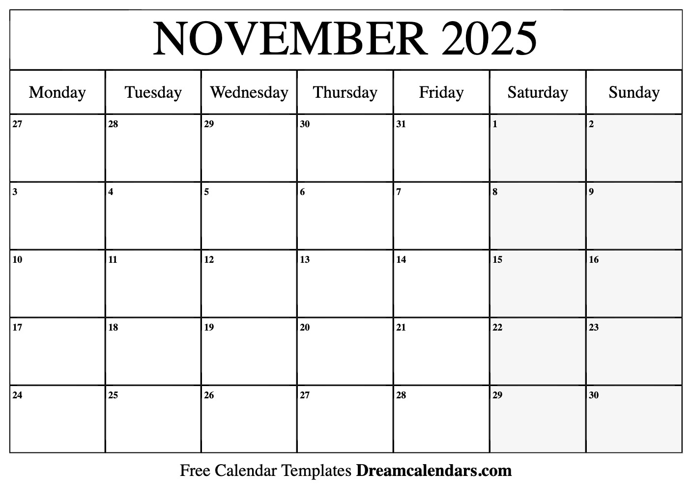 2025 Printable November Calendar Full Tina J Dockery