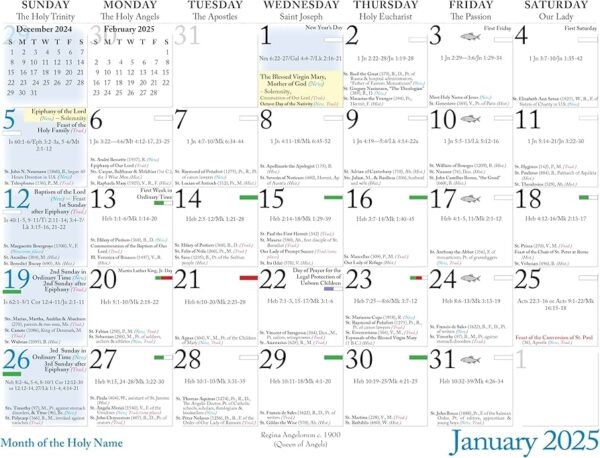 Catholic Calendar 2025 Feast Days