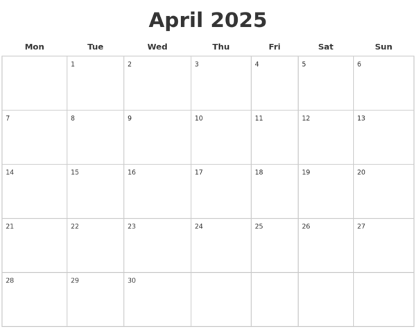 2025 Calendar Printable Blank Calendar Pages