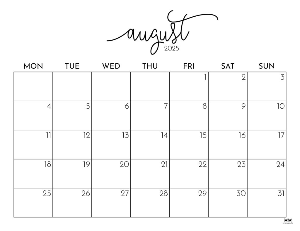 August 2025 Calendar Cute August 2025 Calendar Cute