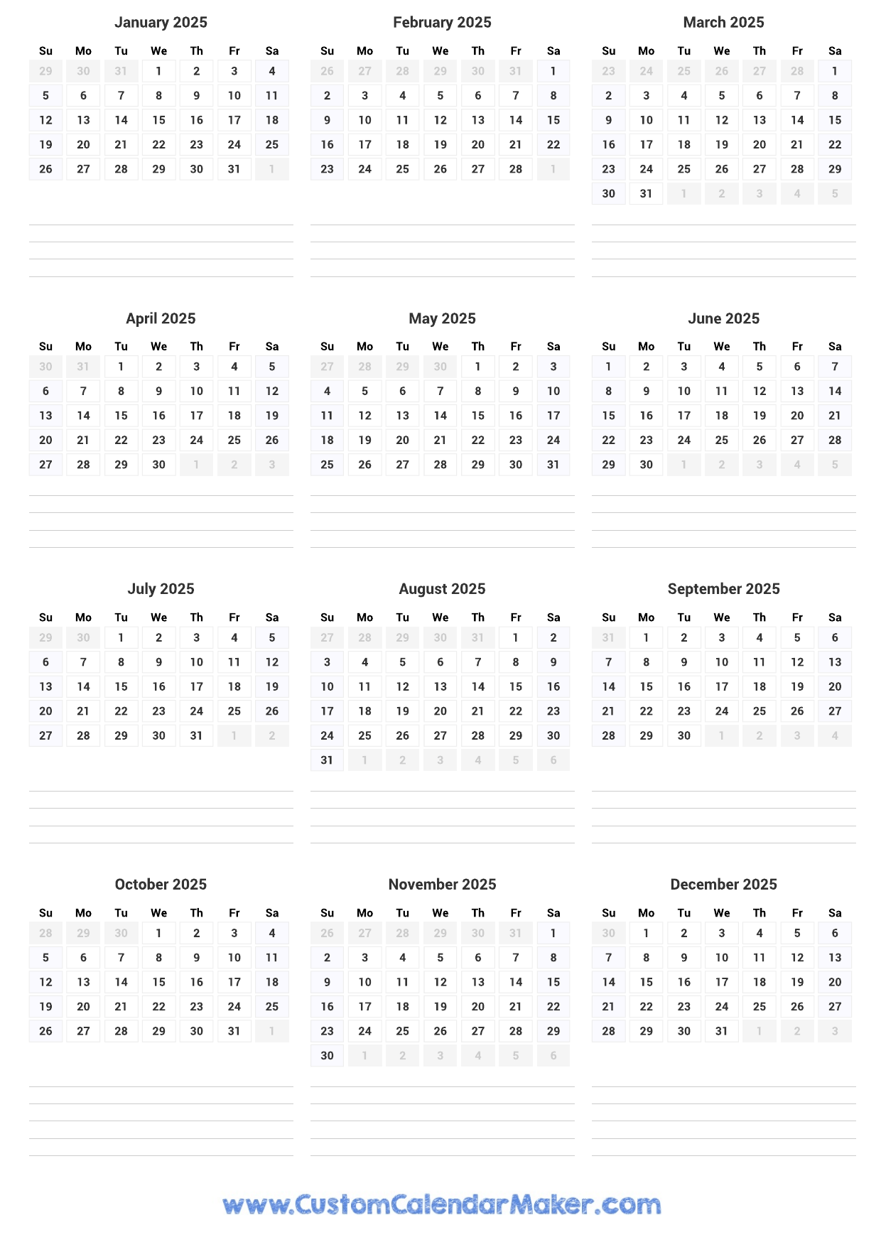 Calendar 12 Months 2025 Andrea M Hermansen Calendar 12 Months 2025 Andrea M Hermansen