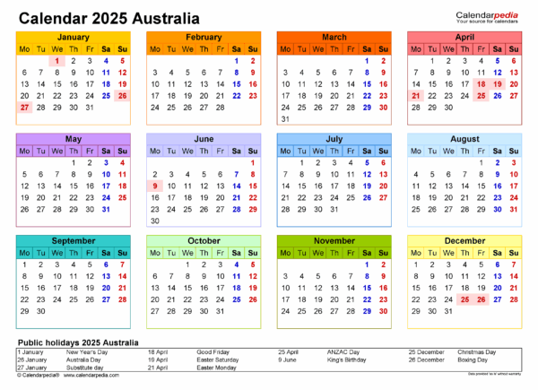 2025 Calendar Victoria Printable
