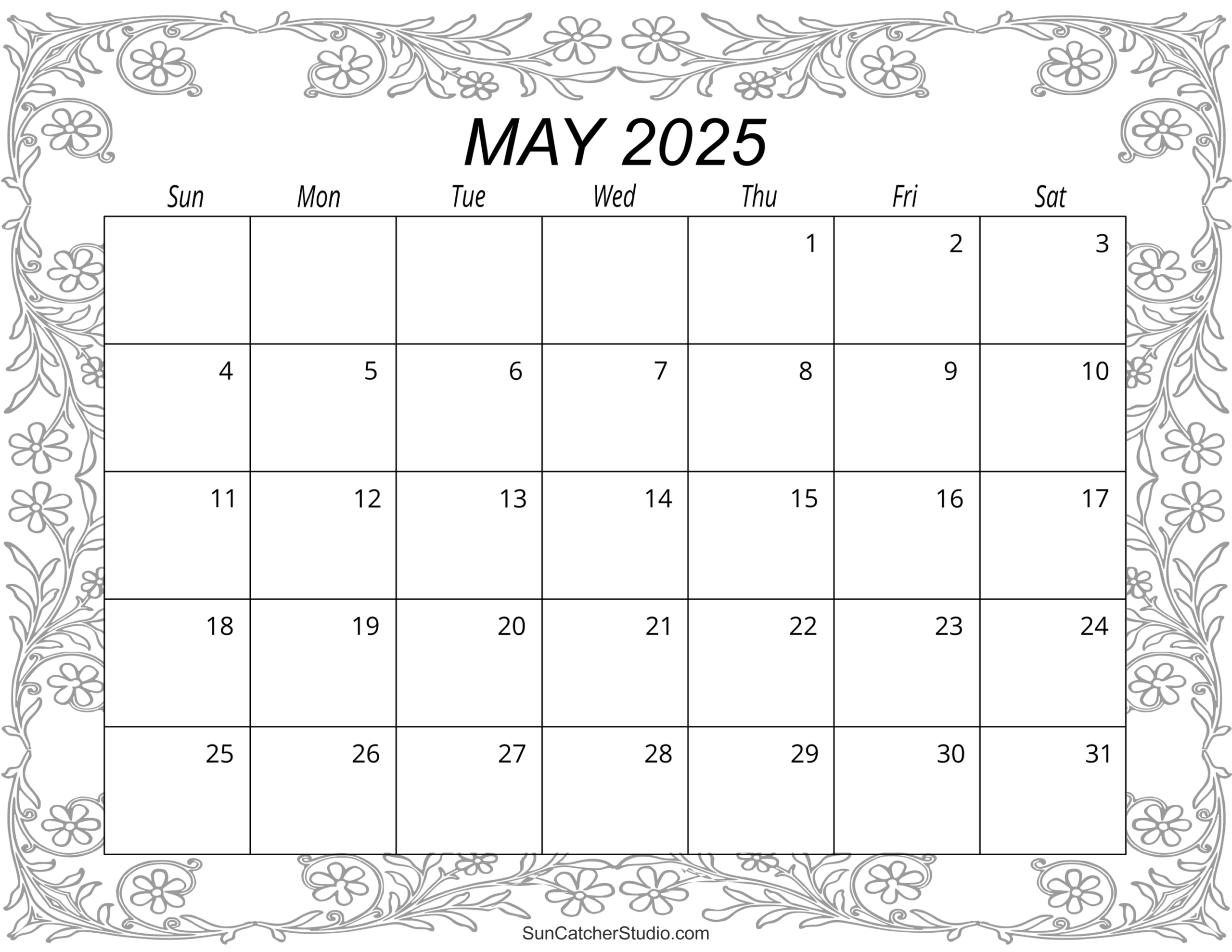 Cute Free Printable Monthly Calendar 2025