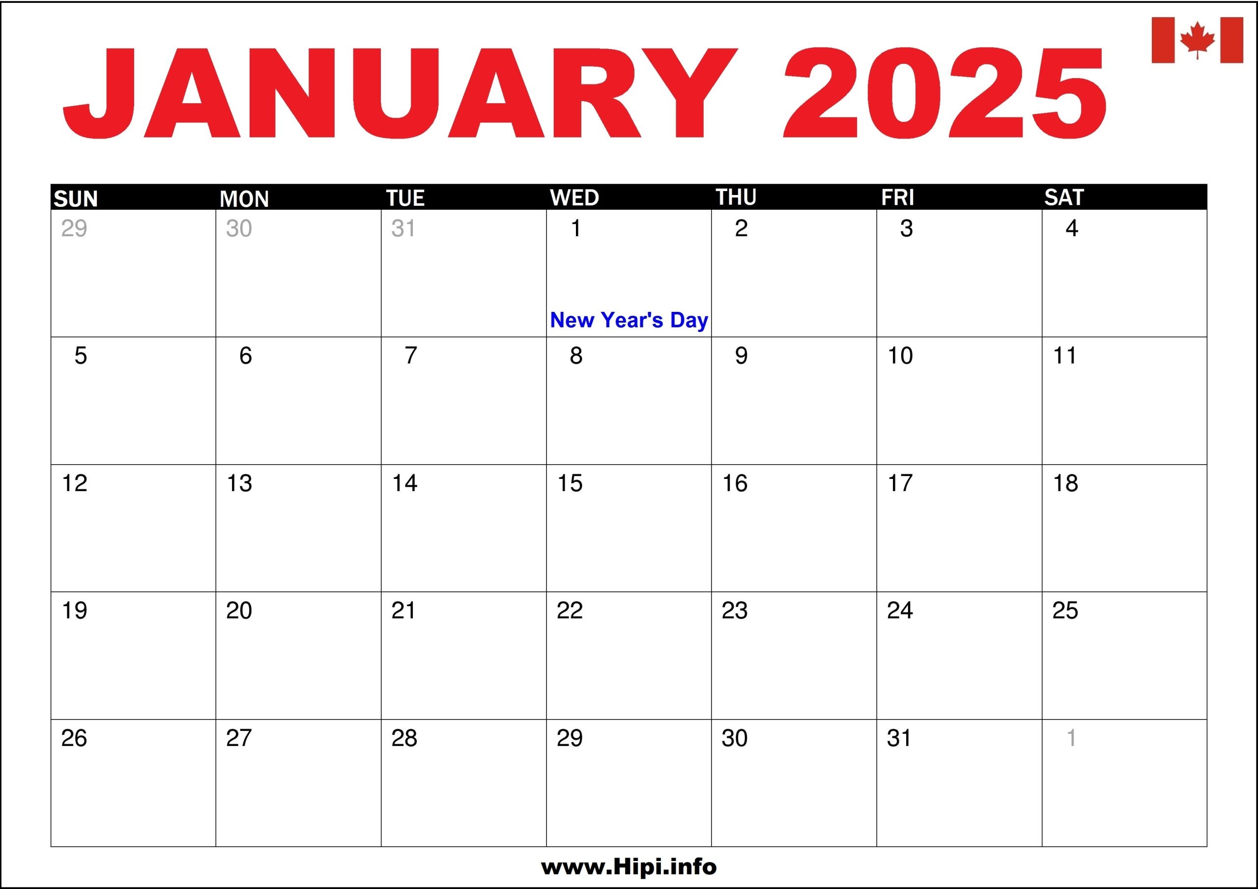 Calendar January 2025 Canada Finn Anderson Calendar January 2025 Canada Finn Anderson