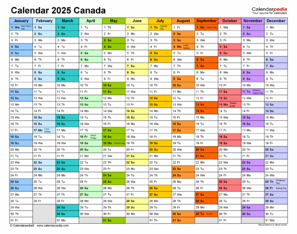 2025 Calendar Canada Alberta