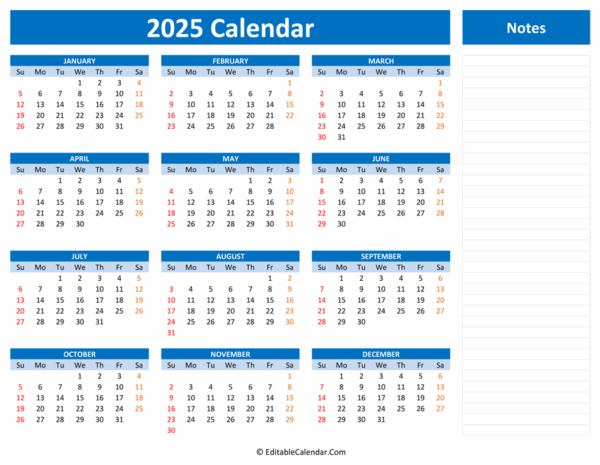 New Year 2025 Calendar Download
