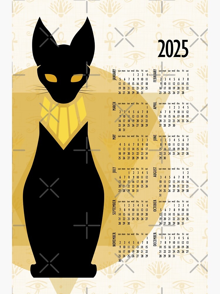 Cat Calendar 2025 Egyptian Black Cat Sticker For Sale By Lucia Fontes Redbubble