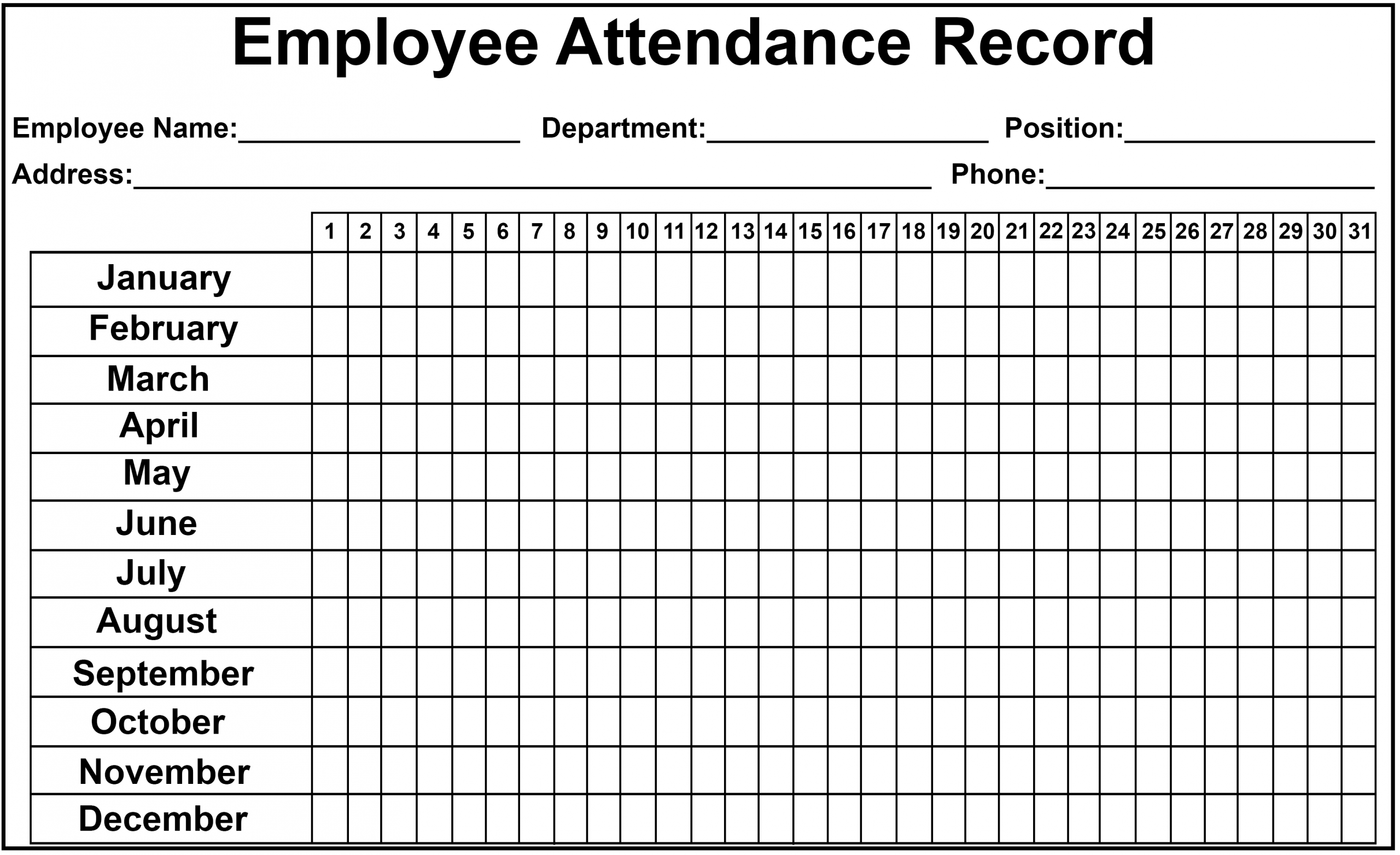 Catch 2020 Employee Attendance Calendar Printable Calendar Printables