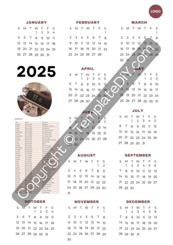 2025 Christian Calendar With Holidays