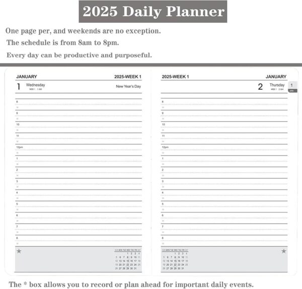 Daily Calendar Book 2025