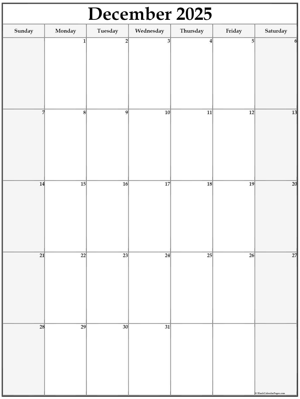 December 2022 Vertical Calendar Portrait