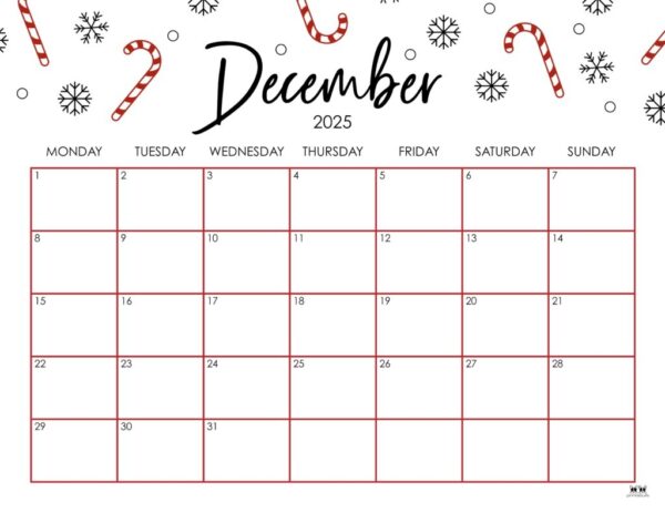 December 2025 Calendar With Holidays Printable