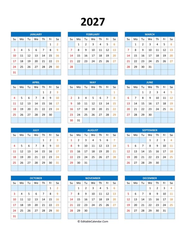 2025 Calendar Printable And Editable