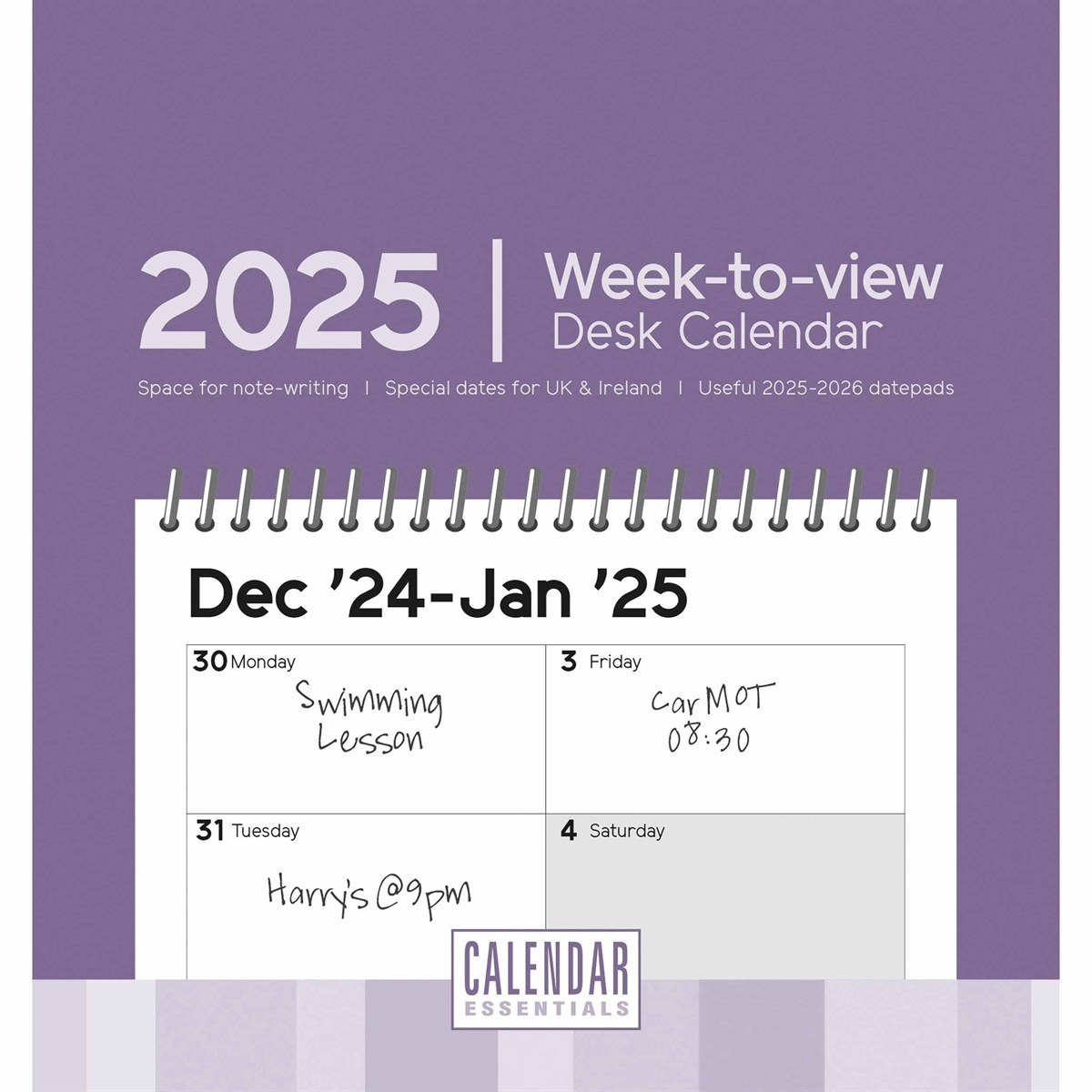 Essential Week to View Easel Desk Calendar 2025