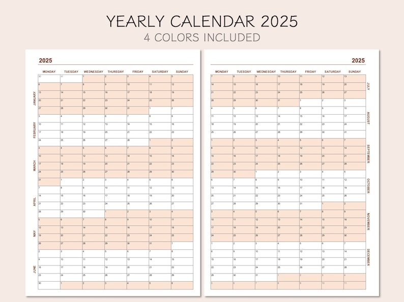 Etsy Printable Calendar 2025 Clarence K Payne