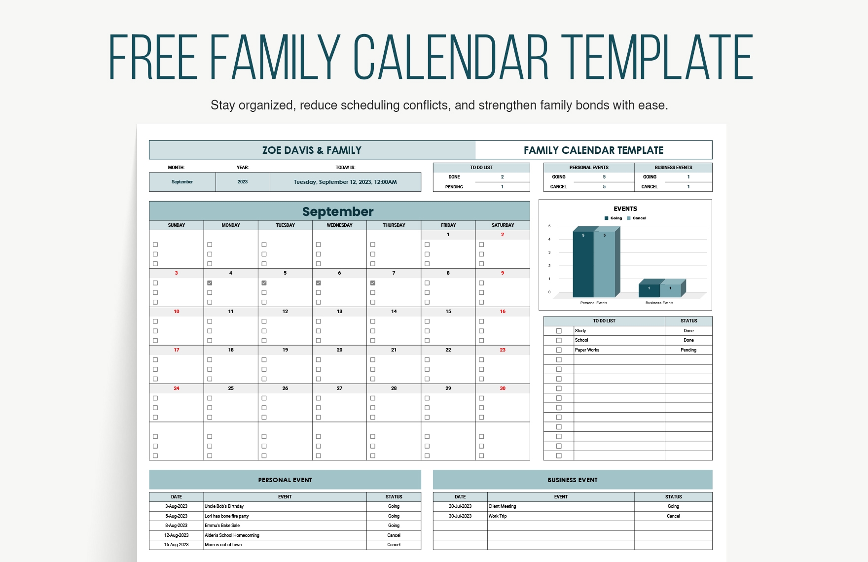 Family Organiser Calendar 2025 Template Daile Sunshine