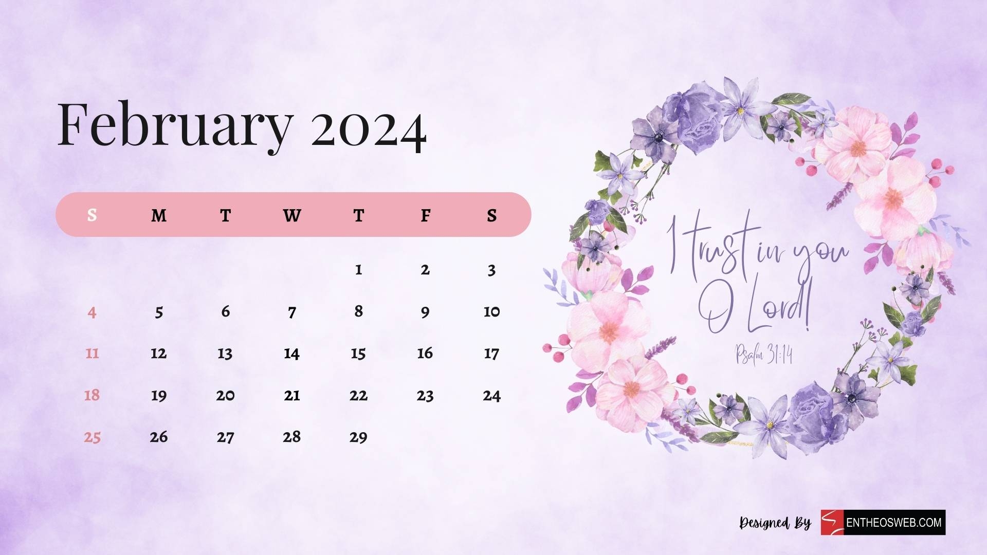 February 2024 Calendar Desktop Wallpapers EntheosWeb