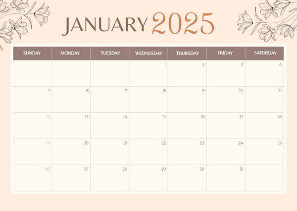 Free Printable Calendar 2025 Aesthetic