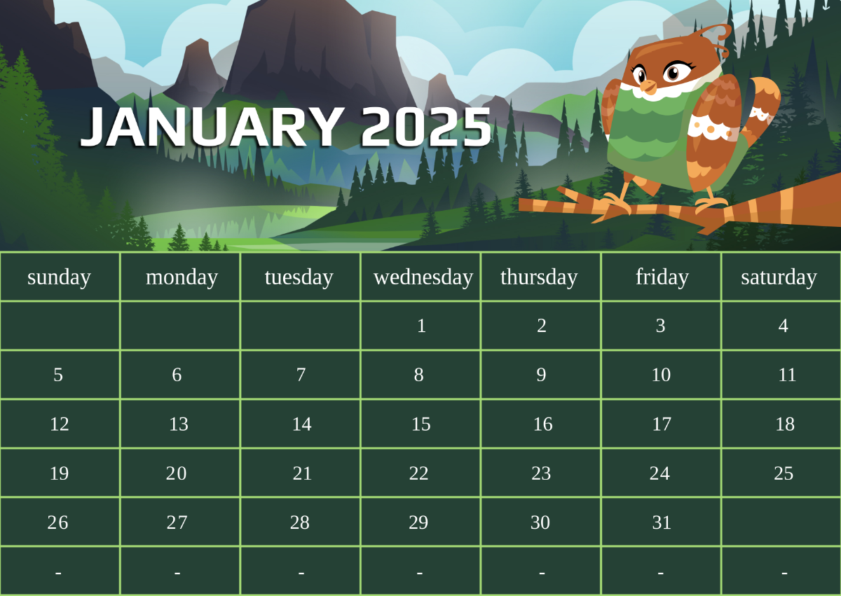 Keynote Calendar Template 2025