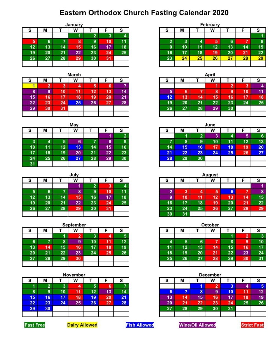 Greek Orthodox Fasting Calendar Good Calendar Idea