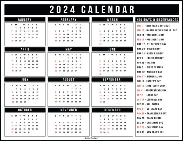 2025 Calendar Printable Trinidad