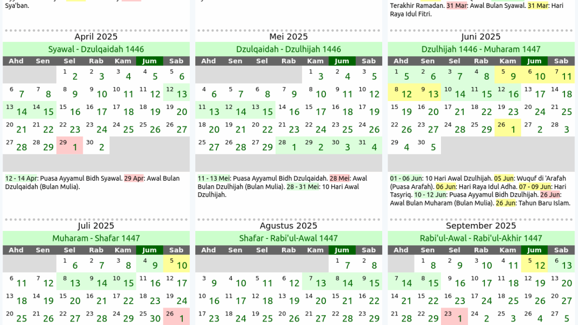 Islamic Holiday Calendar 2025 Kevin T Austin