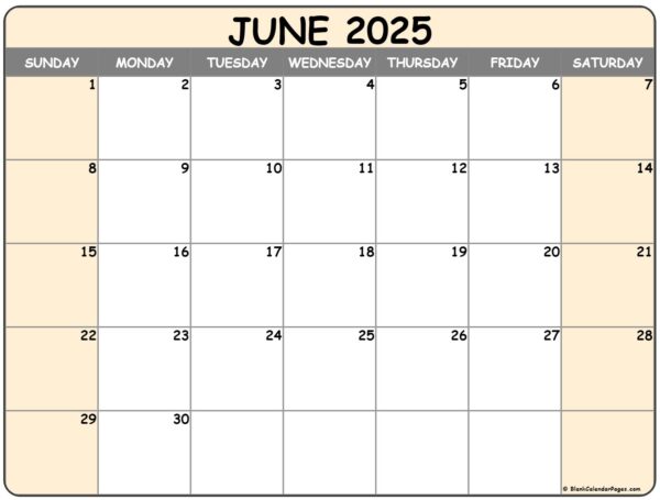 June 2025 Calendar Download