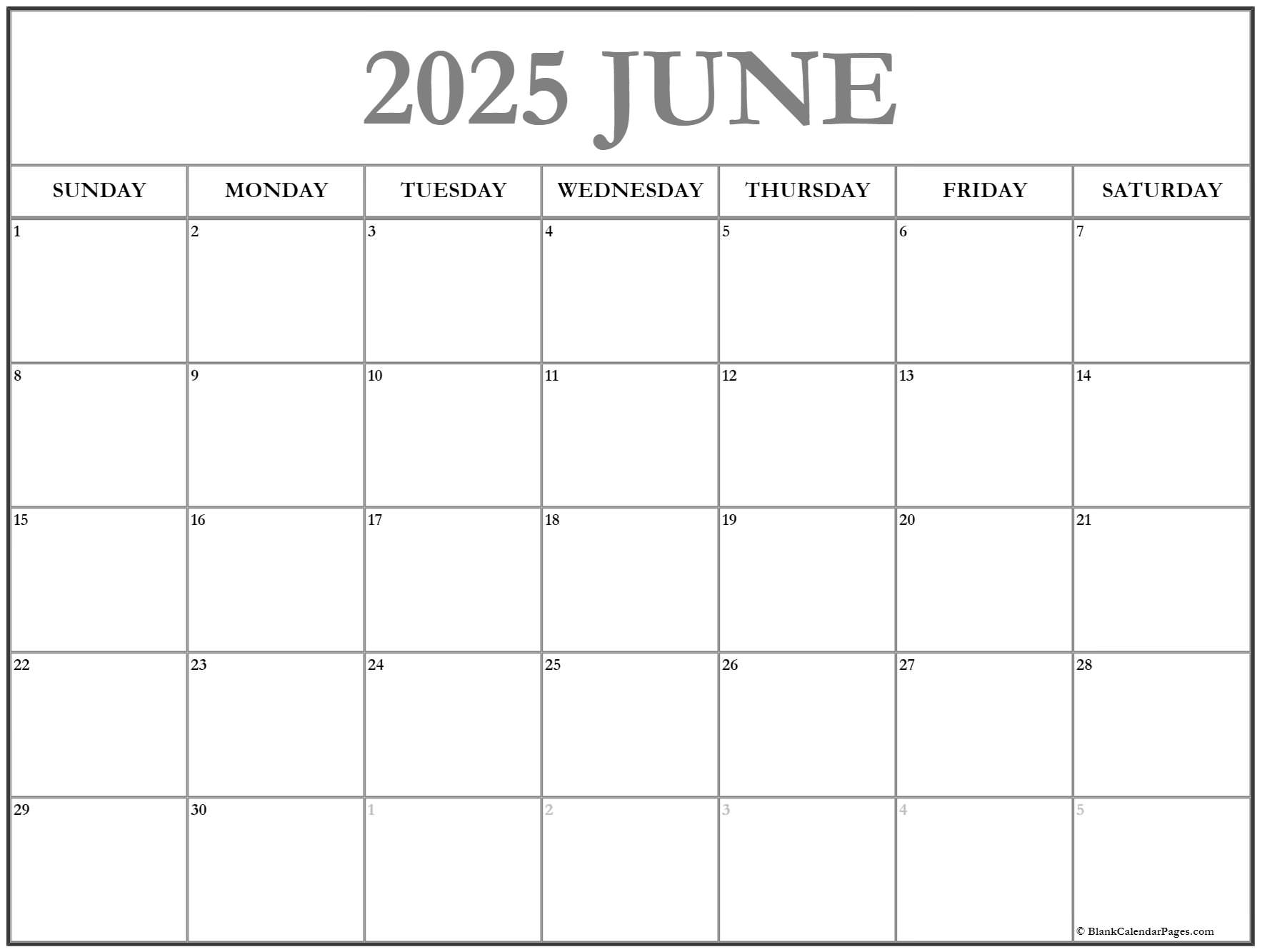 2025 Blank Calendar Printable Free Download
