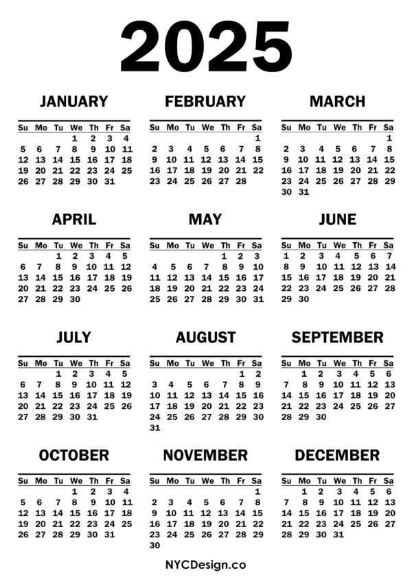 2025 Blank Calendar Template With Notes