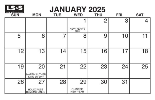 2025 Calendar Printable Large Print