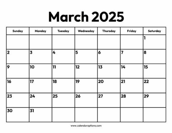 2025 Printable Calendar By Month One Page