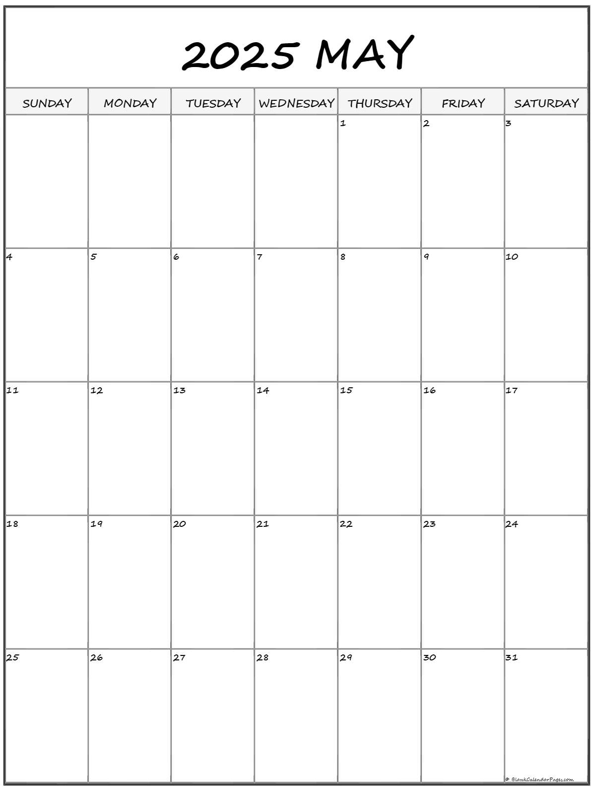 May 2025 Vertical Calendar Portrait May 2025 Vertical Calendar Portrait