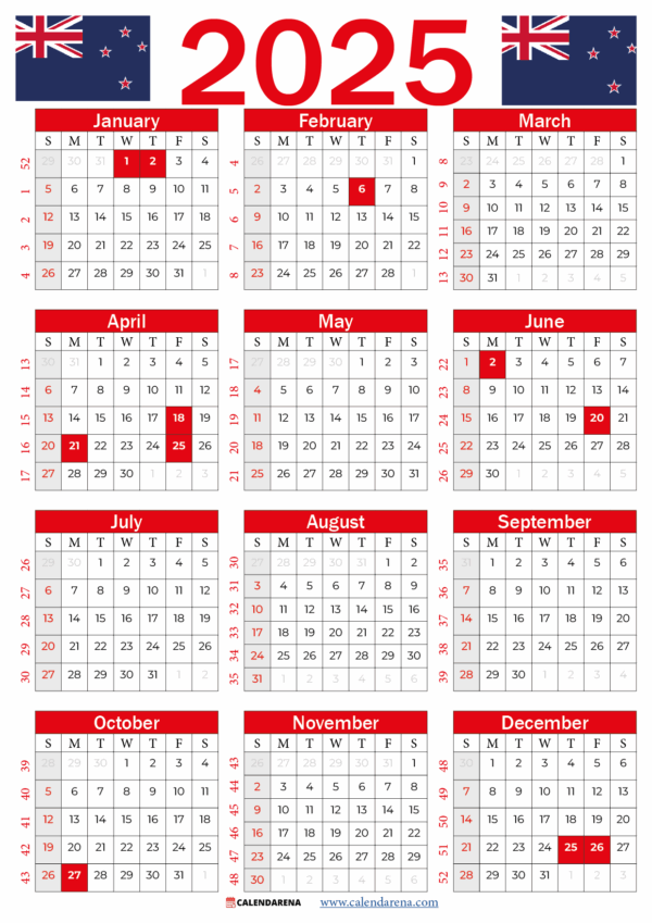 2025 Calendar Printable Nz