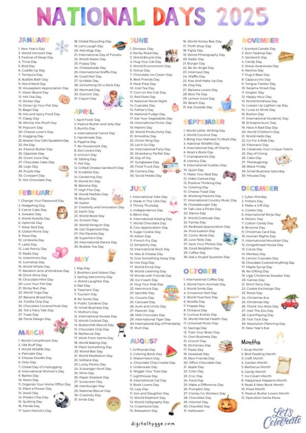 2025 Calendar National Days