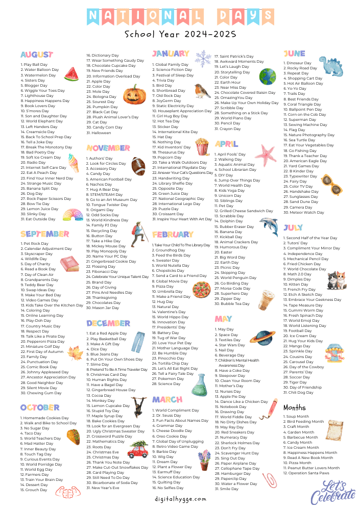 2025 Calendar With National Days