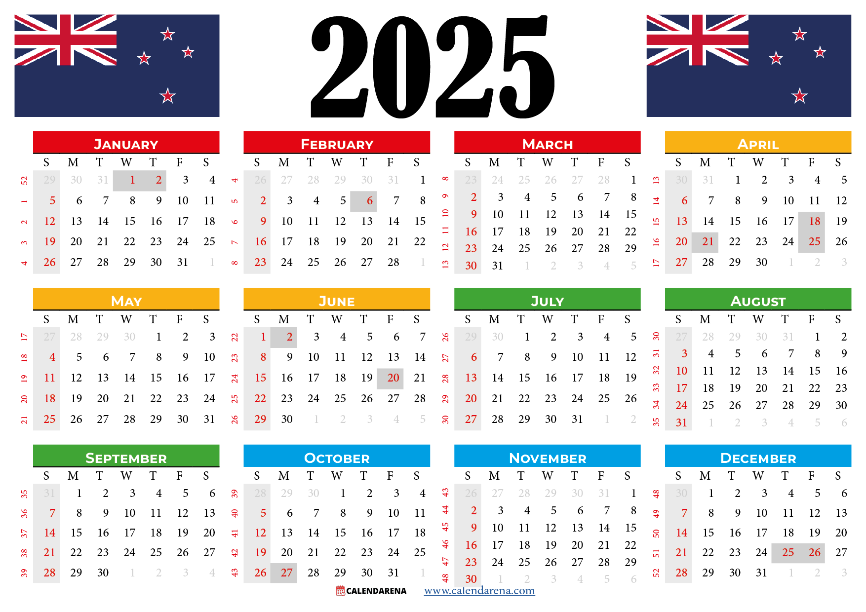 2025 Calendar New Zealand 2025 Calendar New Zealand