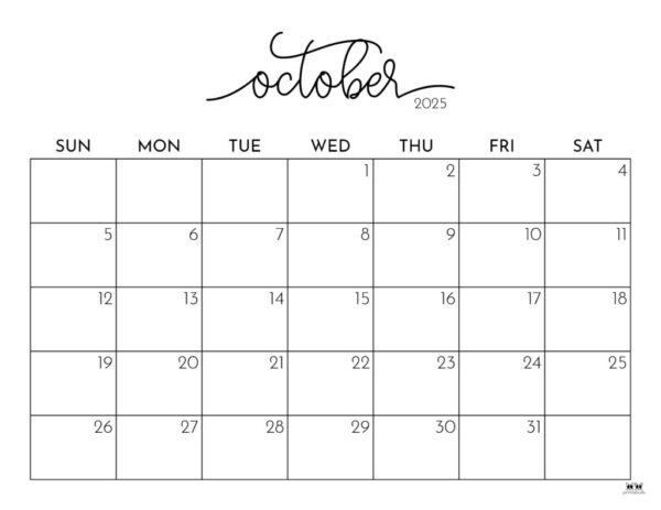 October 2025 Calendar Template