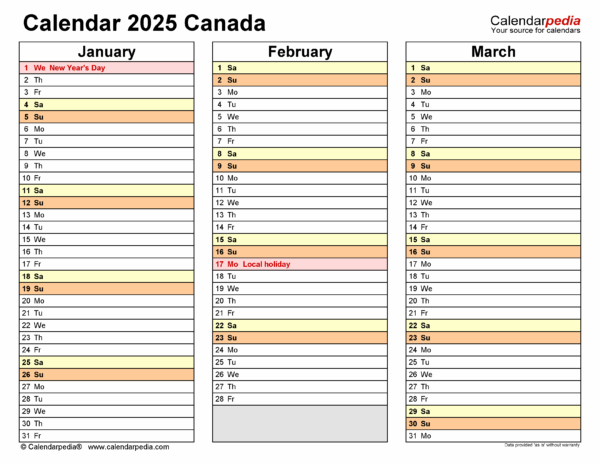 Personalized Calendar 2025 Canada