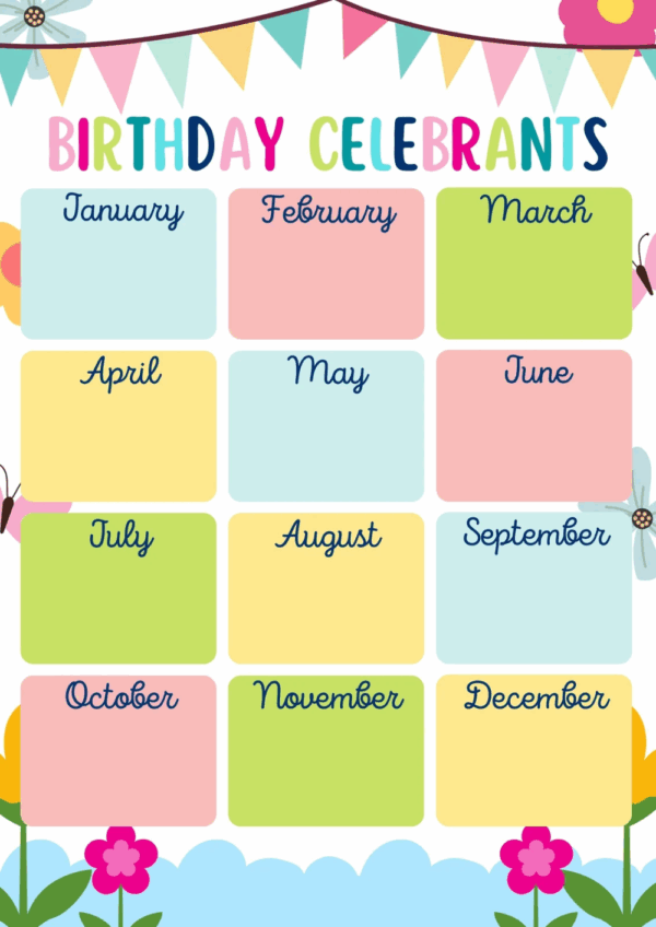 Birthday Calendar Design 2025