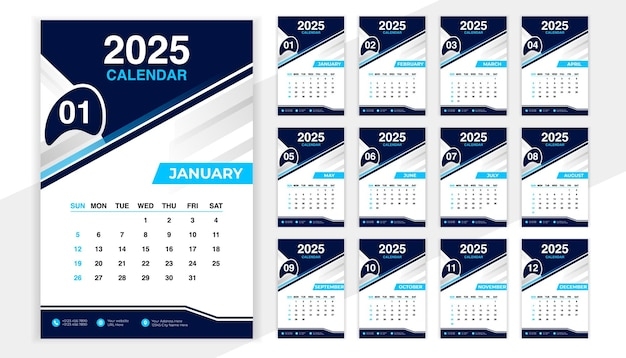 Premium Vector Calendar 2025 Design Template Abstract Schedule Planner Best For Office Company